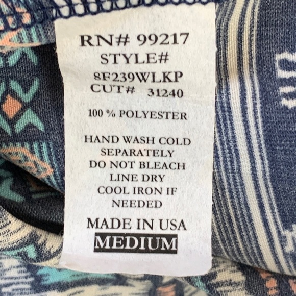 Moa Moa Tribal Print 3/4 Blouson Sleeve Top Medium - Picture 7 of 8